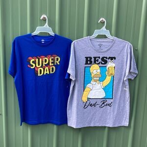 Men’s Super Dad & Home Simpson Graphic Father’s Day T-Shirts 2-Pack